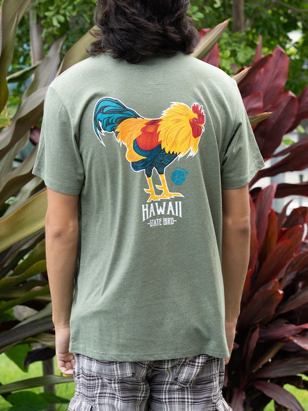 HIC HI STATE ROOSTER SS TEE - MILITARY HEATHER