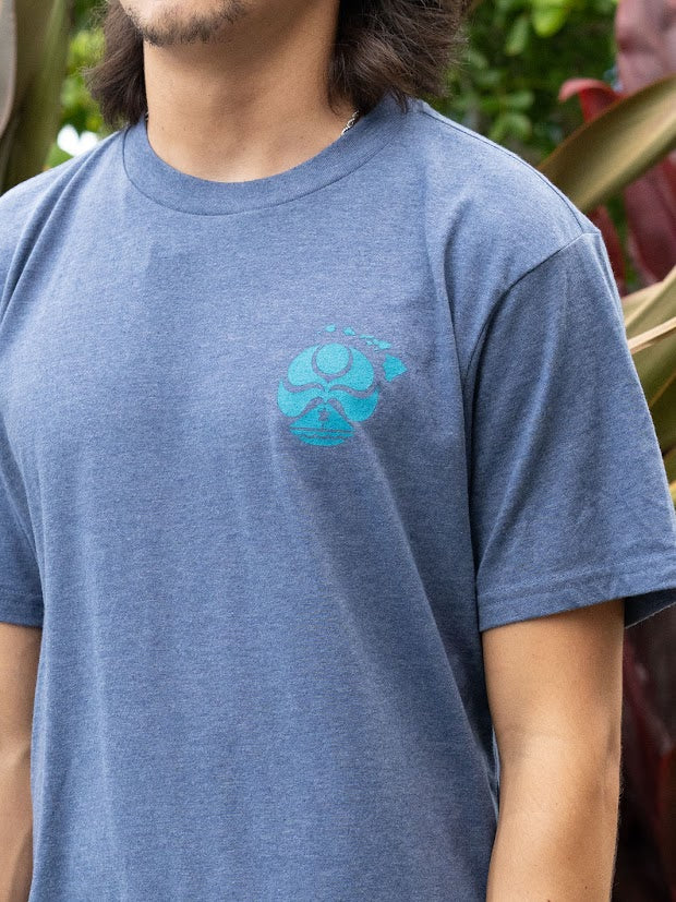 HIC HI STATE ROOSTER TEE - HEATHER NAVY