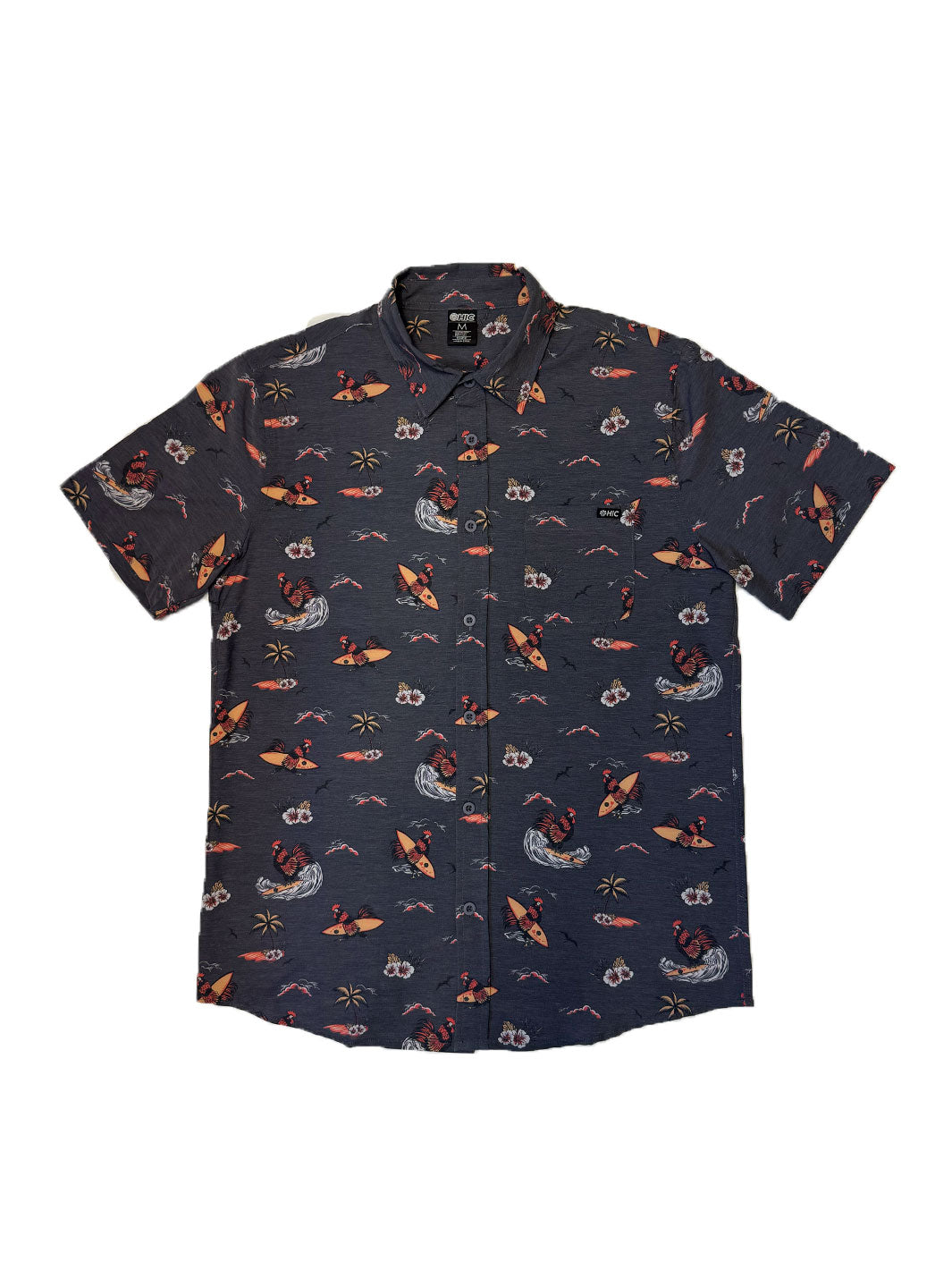 HIC ROOSTER WOVEN BUTTON DOWN SHIRT - CHARCOAL