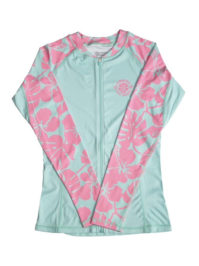 HIC VERA WOMENS LONG SLEEVE UPF SHIRT - MINT (PINK FLORAL)
