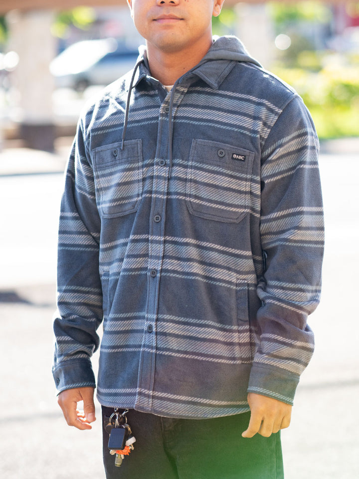HIC BARNES LONG SLEEVE HOODED WOVEN - CHARCOAL