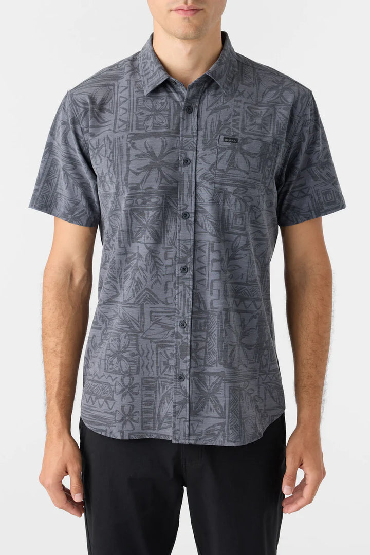 O'NEILL TRVLR UPF TRAVERSE HAWAII BUTTON DOWN SHIRT - BLACK (NOT IN STOCK AS OF 9/24)