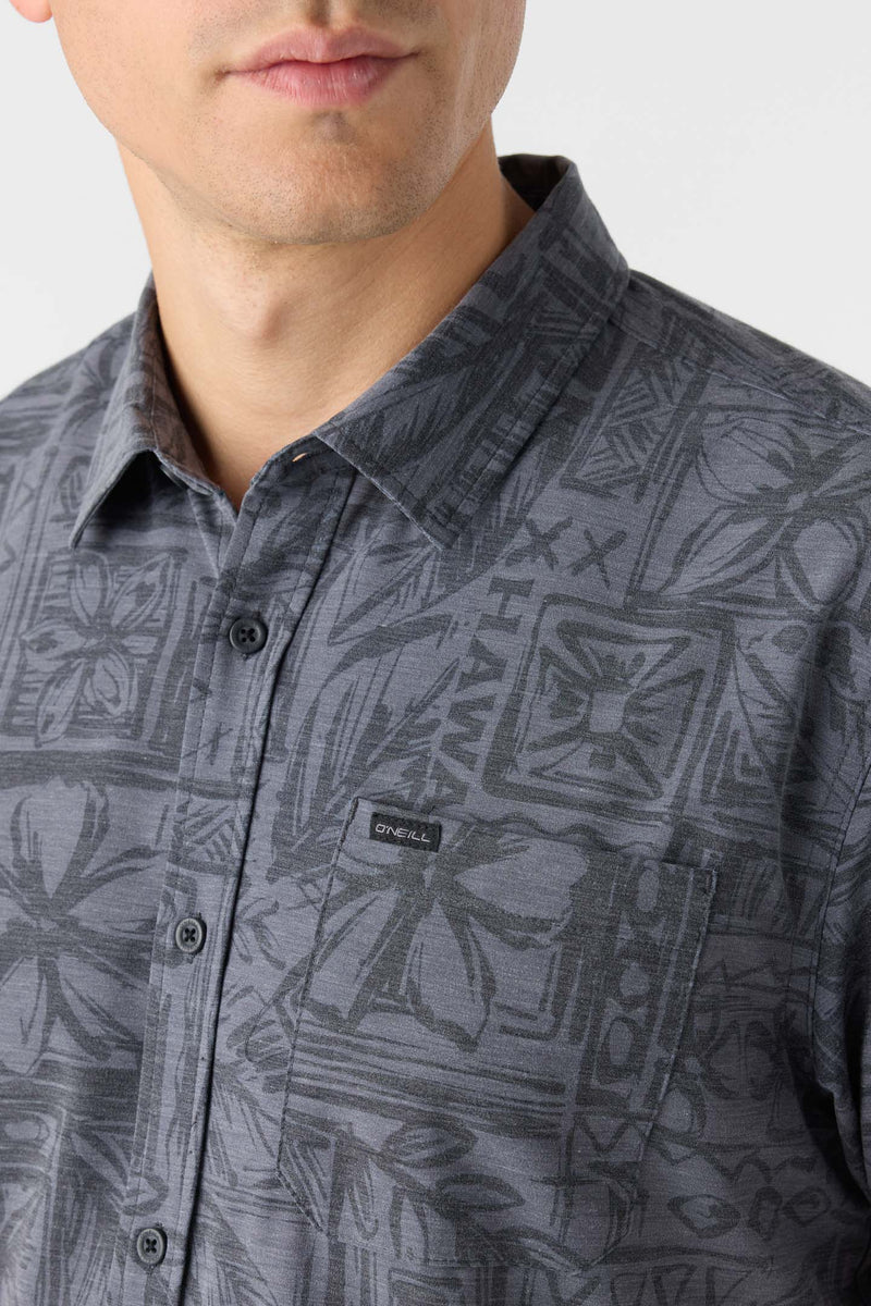 O'NEILL TRVLR UPF TRAVERSE HAWAII BUTTON DOWN SHIRT - BLACK (NOT IN STOCK AS OF 9/24)