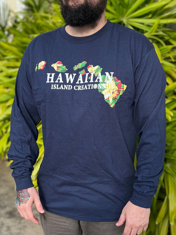 HIC HAWAII PRINT LONG SLEEVE - NAVY
