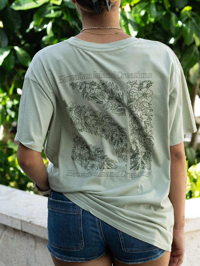 HIC HAKU LEI OVERSIZED WOMENS TEE - BAY LEAF