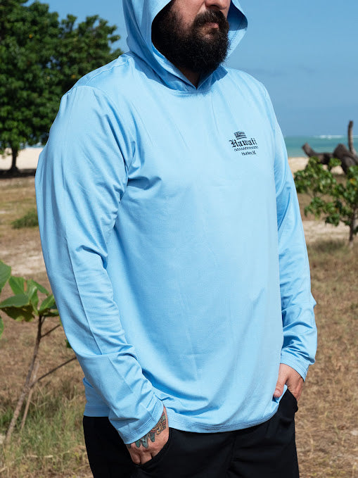 HURLEY HI PRIDE HYBRID HOODED LONG SLEEVE SURF SHIRT - BLUE (460)