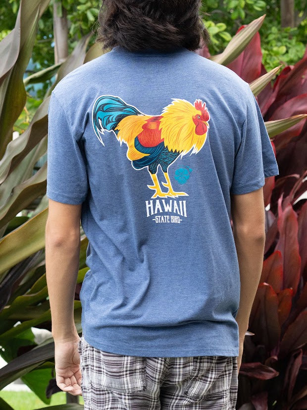 HIC HI STATE ROOSTER TEE - HEATHER NAVY