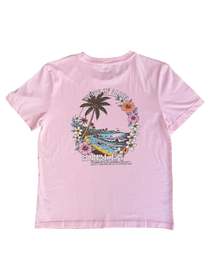 HURLEY ALOHA HALO CLASSIC WOMENS TEE - SUNRISE PINK