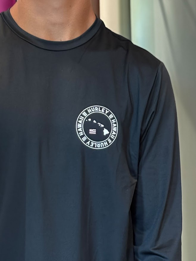 HURLEY HAWAII FLAG CIRCLE UPF LONG SLEEVE - BLACK