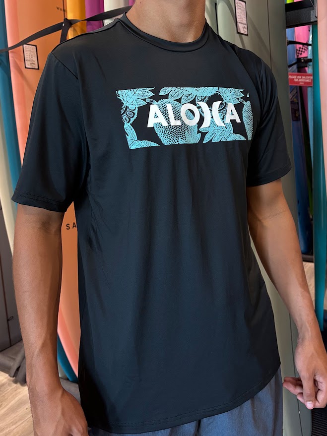 HURLEY ALOHA BOXED HYBRID UPF SURF SHIRT - BLACK