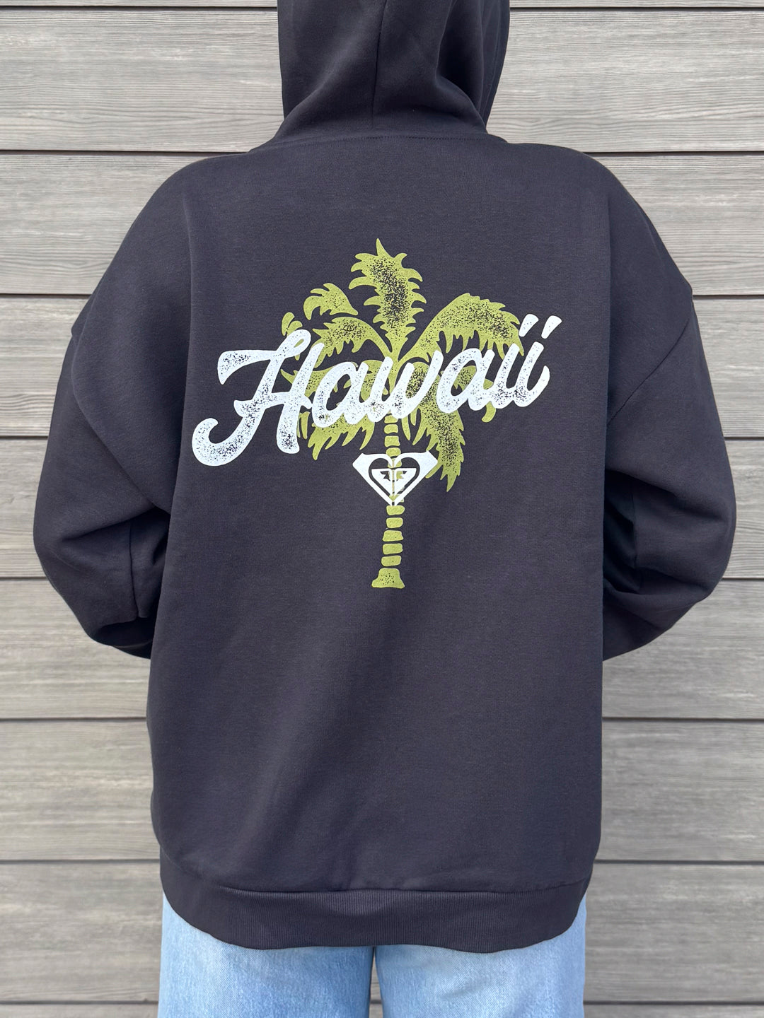 ROXY HAWAII PALM EVENING LINEUP ZIP HOODIE - BLACK (KTA)