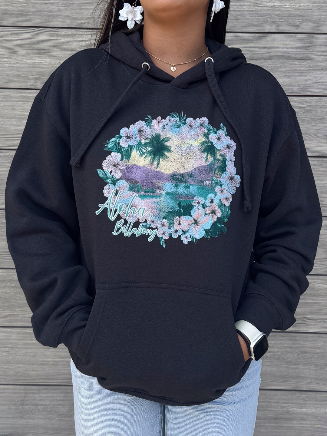 BILLABONG SEASIDE PANORAMA HAWAII WOMENS HOODIE - OFF BLACK (OB1)