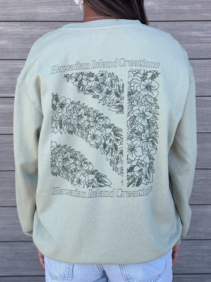 HIC HAKU LEI WOMENS CREW FLEECE - BAY LEAF