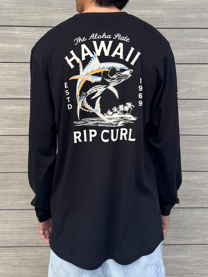 RIP CURL HAWAII AHI LONG SLEEVE TEE - BLACK