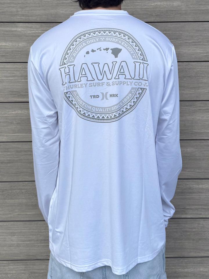 HURLEY HI ISLAND DIAMOND HYBRID UPF LONGSLEEVE - WHITE (100)
