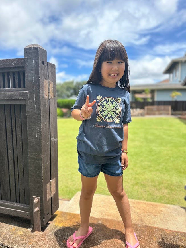 HIC PIKAKE QUILT GIRLS TEE - INDIGO