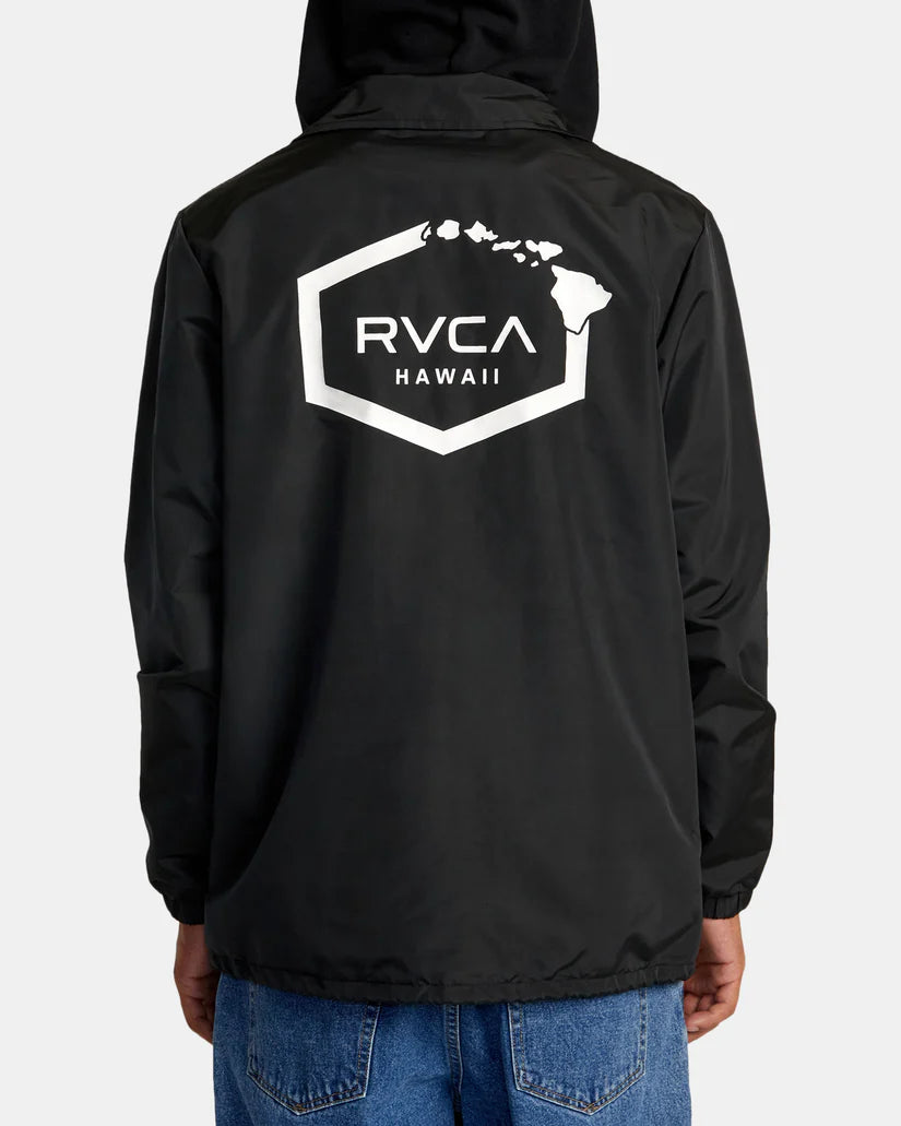 RVCA ISLAND HEX COACHES JACKET BLACK Hawaiian Island Creations