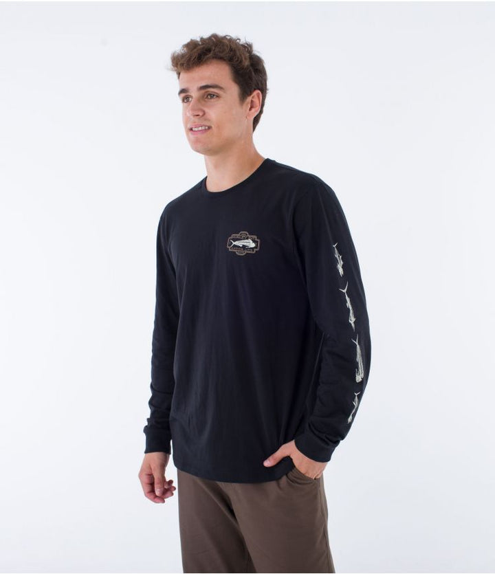 HURLEY EVD BONES LONG SLEEVE TEE - BLACK