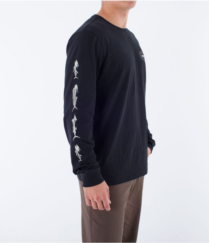 HURLEY EVD BONES LONG SLEEVE TEE - BLACK