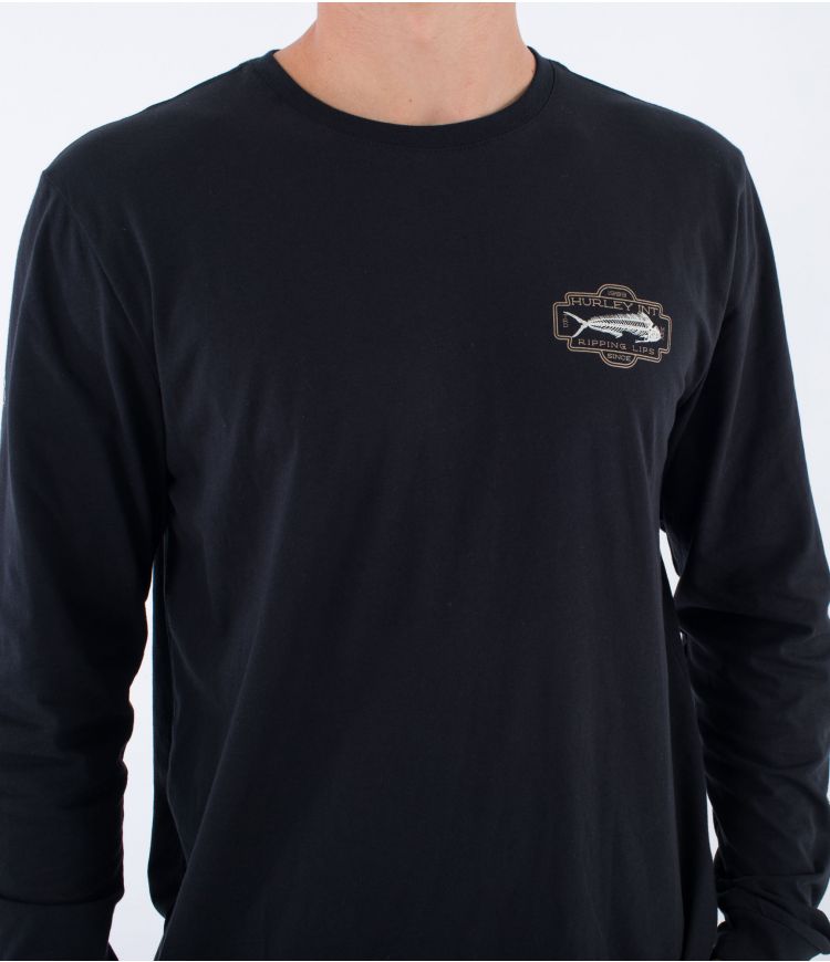 HURLEY EVD BONES LONG SLEEVE TEE - BLACK