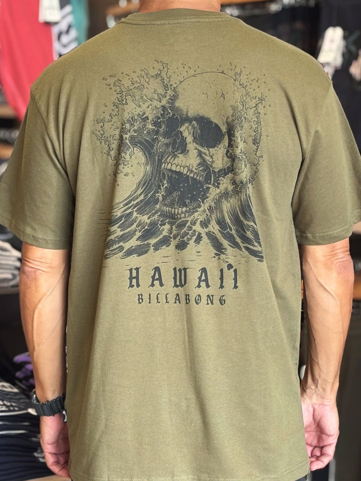 BILLABONG SKULL WAVE HI REGULAR TEE - MILITARY GREEN