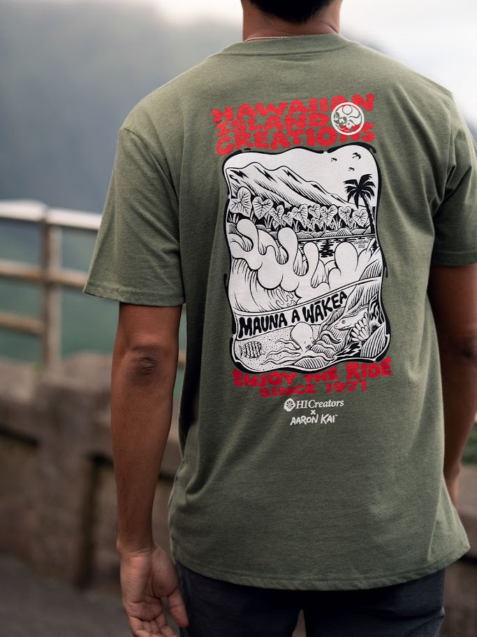 HIC MAUNA A WAKEA AARON KAI TEE - MILITARY HEATHER