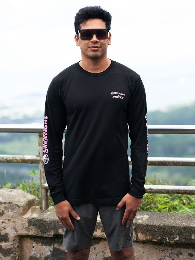 HIC MAUNA A WAKEA AARON KAI LONG SLEEVE TEE - BLACK