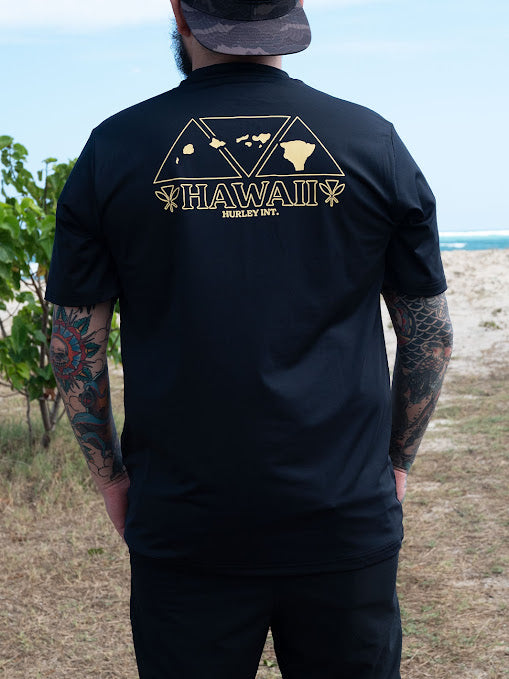 HURLEY MONARCH HYBRID UPF SS SURF SHIRT - BLACK (001)