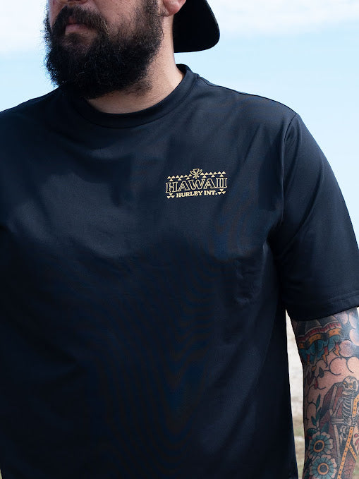 HURLEY MONARCH HYBRID UPF SS SURF SHIRT - BLACK (001)
