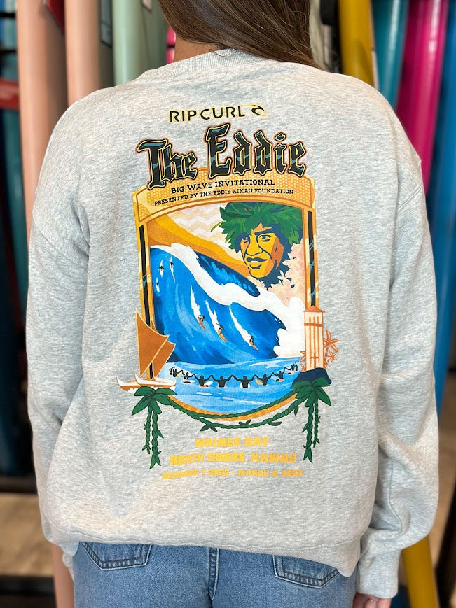 RIP CURL EDDIE WOULD GO CREW NECK WOMENS SWEATSHIRT - GREY MARLE