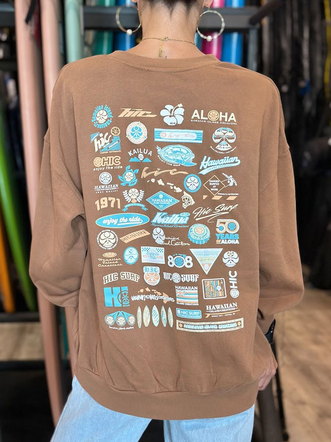 HIC PEEL BACK CREW WOMENS FLEECE- COCONUT