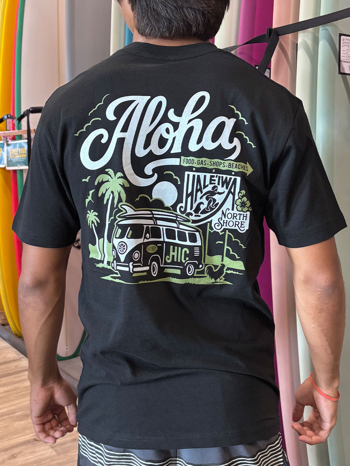 HIC HALEIWA BUS TEE - BLACK