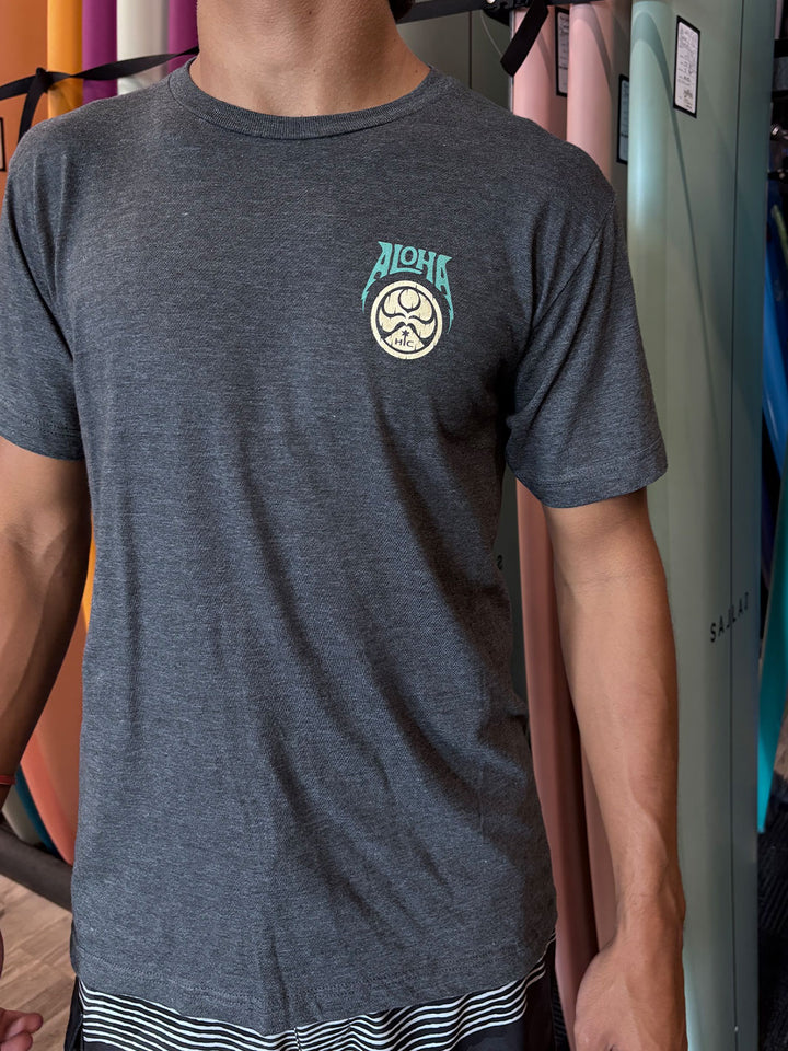 HIC TIKI WAX BEACH TEE - HEATHER CHARCOAL