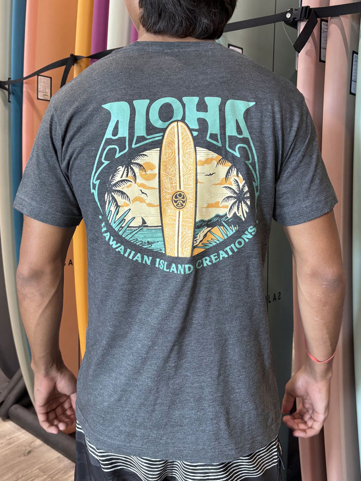 HIC TIKI WAX BEACH TEE - HEATHER CHARCOAL