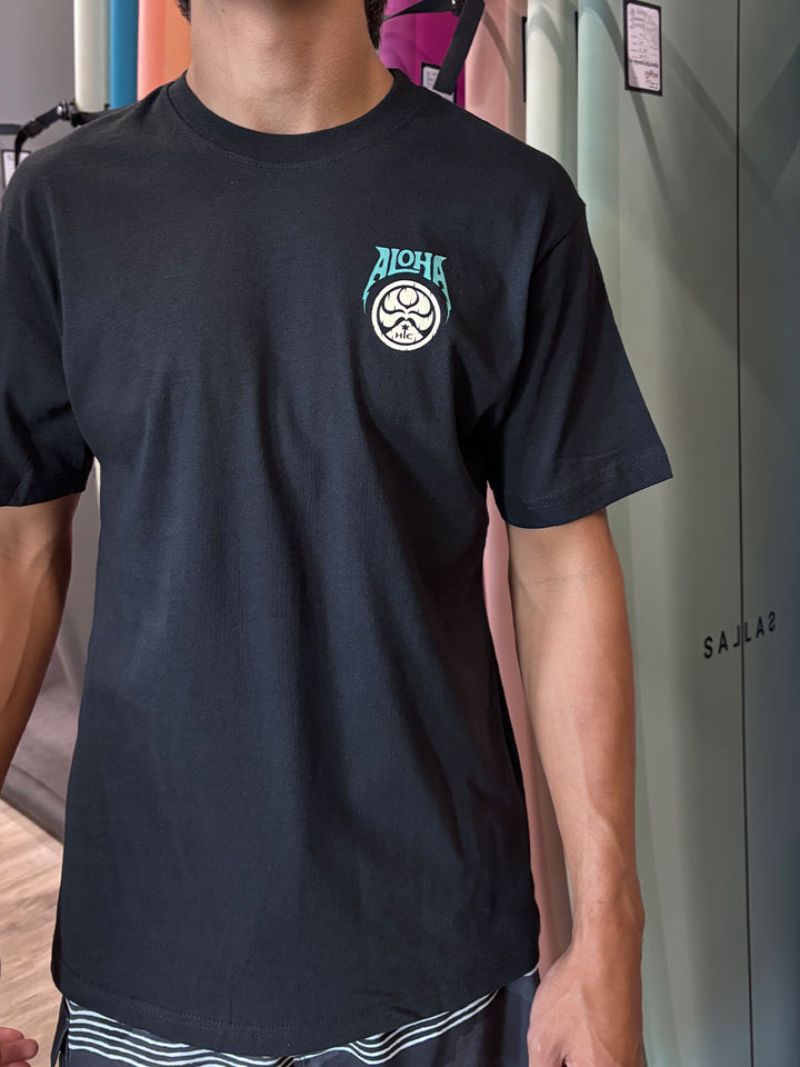 HIC TIKI WAX BEACH TEE - BLACK