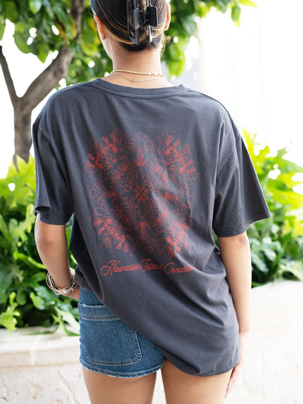 HIC 'OHAI ALI'I OVERSIZED WOMENS TEE - BLACK / RED