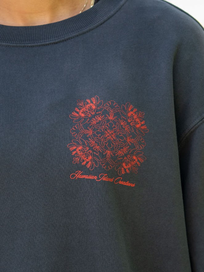 HIC 'OHAI ALI'I  WOMENS CREW FLEECE - BLACK
