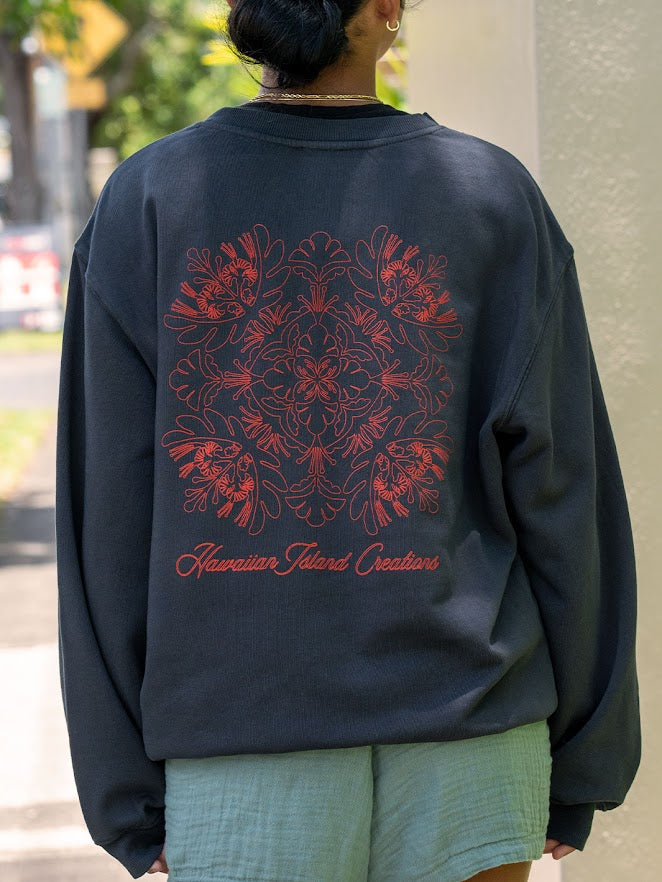 HIC 'OHAI ALI'I  WOMENS CREW FLEECE - BLACK
