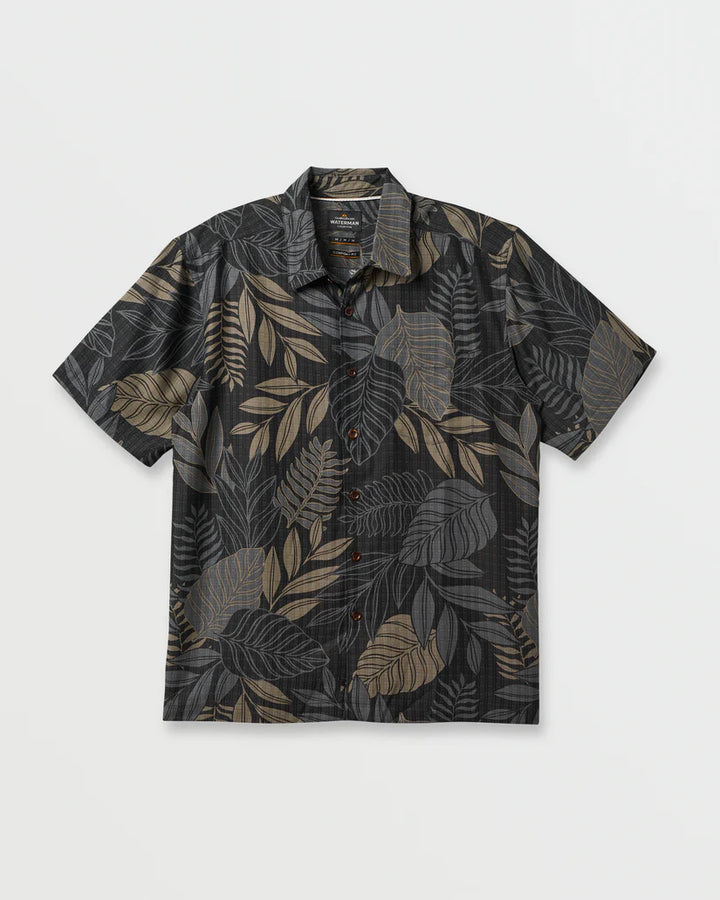 QUIKSILVER WHITE SANDS WOVEN BUTTON DOWN SHIRT - GRAY