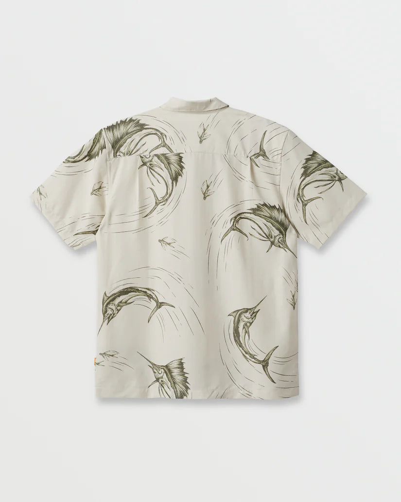 QUIKSILVER WATERMAN THE CHASE BUTTON DOWN WOVEN SHIRT - SILVER BIRCH