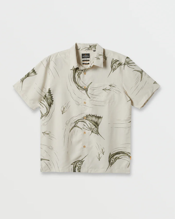 QUIKSILVER WATERMAN THE CHASE BUTTON DOWN WOVEN SHIRT - SILVER BIRCH