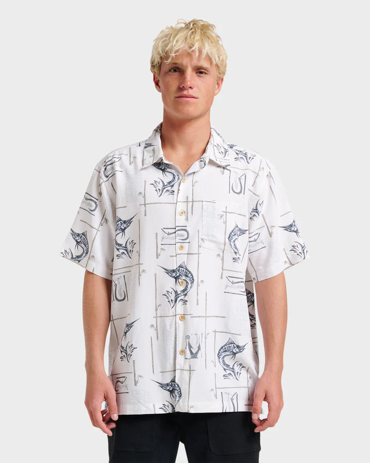 QUIKSILVER BIG DAY WOVEN BUTTON DOWN SHIRT - WHITE