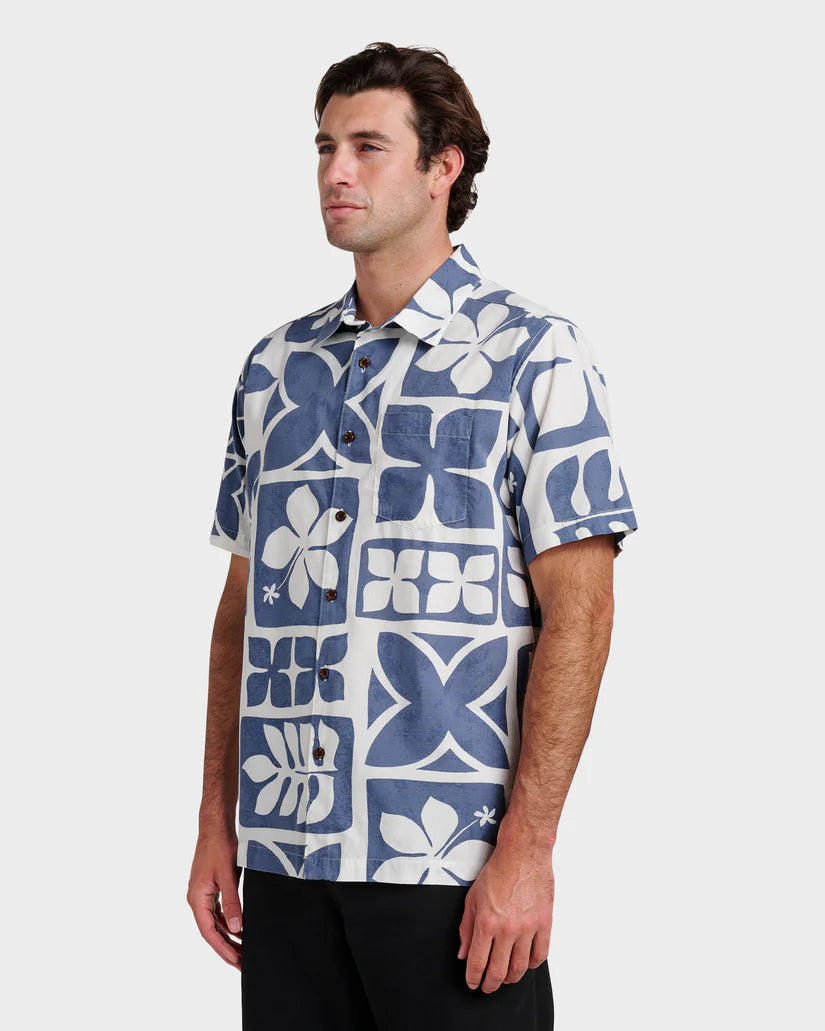 QUIKSILVER WATERMAN TIKI ISLAND BUTTON DOWN WOVEN SHIRT - SNA0
