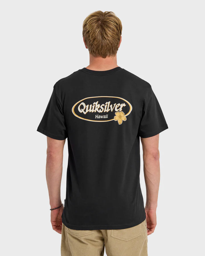 QUIKSILVER HI FLORAL SCRIPT TEE - BLACK