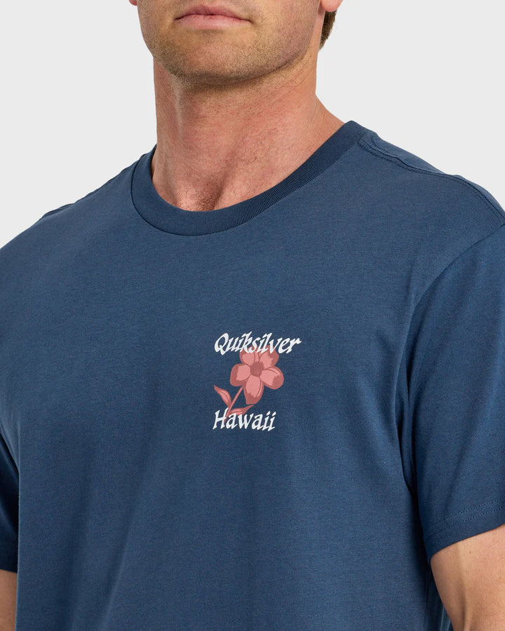 QUIKSILVER HI FLORAL SCRIPT TEE - DARK DENIM