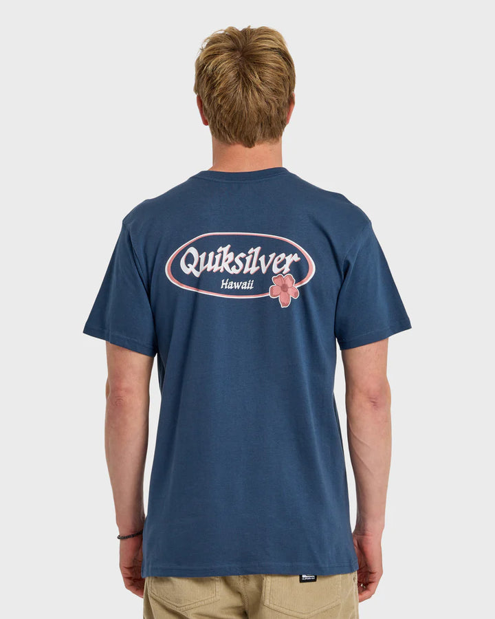 QUIKSILVER HI FLORAL SCRIPT TEE - DARK DENIM