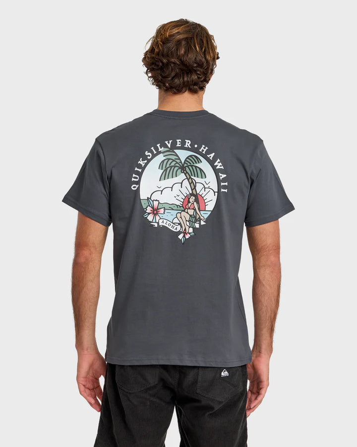QUIKSILVER HI HULA SUNSET TEE - IRON GATE
