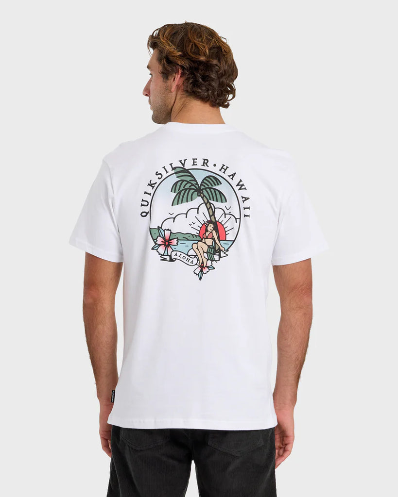 QUIKSILVER HI HULA SUNSET TEE - WHITE – Hawaiian Island Creations