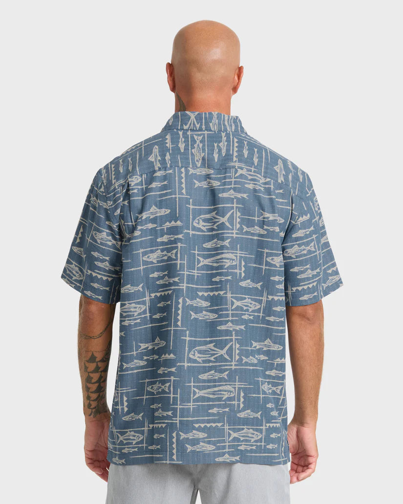 QUIKSILVER TOPANGA BUTTON DOWN WOVEN SHIRT - DARK DENIM