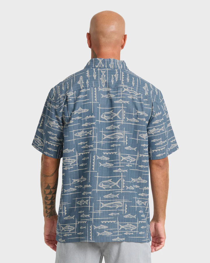 QUIKSILVER TOPANGA BUTTON DOWN WOVEN SHIRT - DARK DENIM